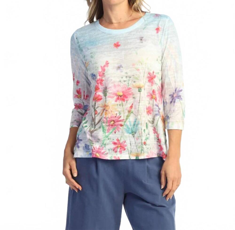 NEW JESS & JANE chorus crew neck hi lo top in multi
